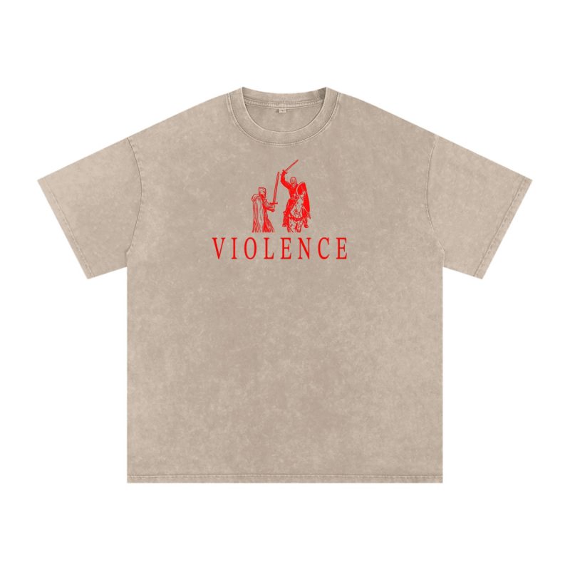 VIOLENCE by Deus Ego - Snow Washed Oversized T-Shirt